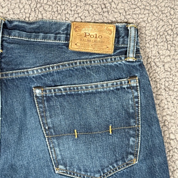 Polo Ralph Lauren Hampton Straight Mens Jeans Dark Wash Denim 34x30 Selvedge Red - Picture 6 of 14